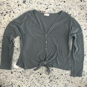 Altr’d State Waffle Green Crop Cardigan